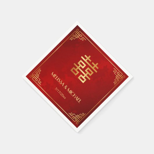   Red  Gold Chinese Wedding Custom  Servet (Hoek)
