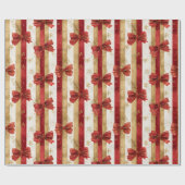 Red Gold Christmas Bows  Cadeaupapier (Vlak)