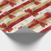 Red Gold Christmas Bows Cadeaupapier (Hoek)