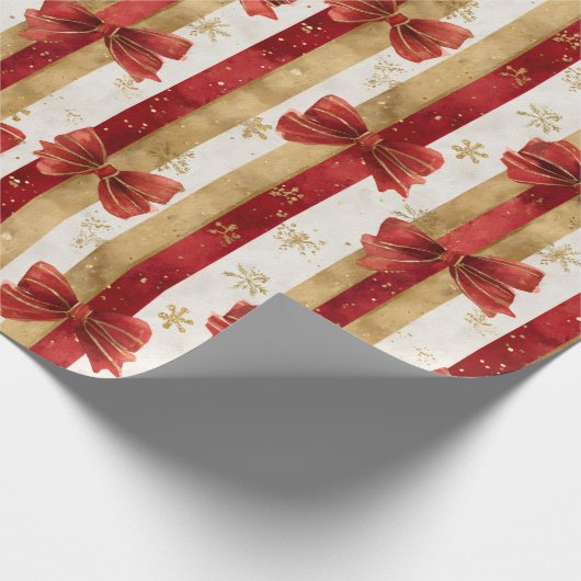 Red Gold Christmas Bows  Cadeaupapier (Hoek)