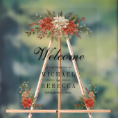Red Gold Christmas Floral Wedding Welcome Acryl Bord (Neutraal)