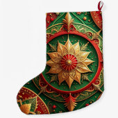 Red Gold Christmas Holiday Stocking Grote Kerstsok (Achterkant)