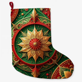 Red Gold Christmas Holiday Stocking Grote Kerstsok
