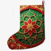 Red Gold Christmas Holiday Stocking Grote Kerstsok (Achterkant)