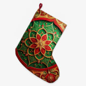 Red Gold Christmas Holiday Stocking Grote Kerstsok (Voorkant (Hangend))