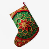 Red Gold Christmas Holiday Stocking Grote Kerstsok (Achterkant (Hangend))