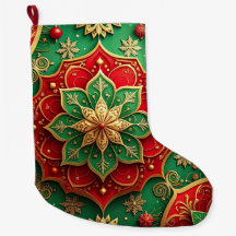 Red Gold Christmas Holiday Stocking