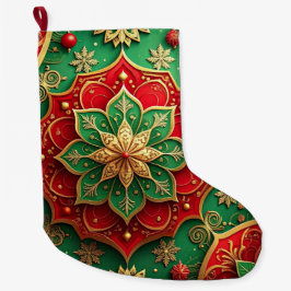 Red Gold Christmas Holiday Stocking Grote Kerstsok