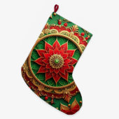 Red Gold Christmas Holiday Stocking Grote Kerstsok (Voorkant (Hangend))