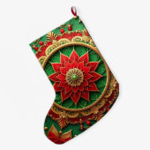 Red Gold Christmas Holiday Stocking Grote Kerstsok (Achterkant (Hangend))