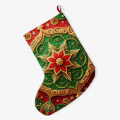 Red Gold Christmas Holiday Stocking Grote Kerstsok (Achterkant (Hangend))