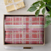 Red Gold Christmas Plaid Pattern#2 ID1009 Tissuepapier (Geschenk)