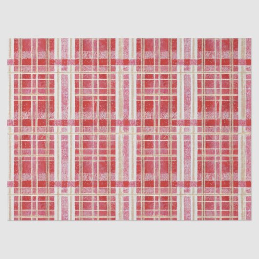 Red Gold Christmas Plaid Pattern#2 ID1009 Tissuepapier (Voorkant)