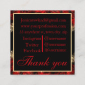 RED & GOLD CHRISTMAS SHIMMER CUSTOM MONOGRAM VIERKANTE VISITEKAARTJE (Achterkant)