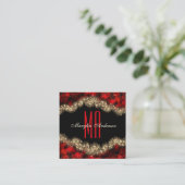 RED & GOLD CHRISTMAS SHIMMER CUSTOM MONOGRAM VIERKANTE VISITEKAARTJE (Staand voorkant)