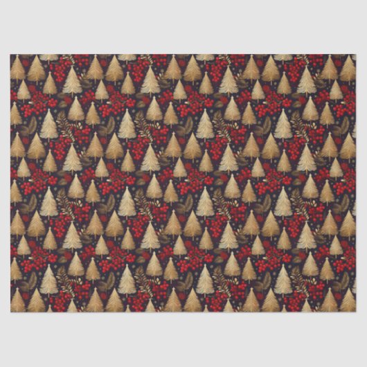 Red Gold Christmas Tartan Pattern#31 ID1009 Tissuepapier (Voorkant)