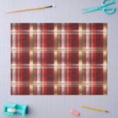 Red Gold Christmas Tartan Pattern#7 ID1009 Tissuepapier (Craft)