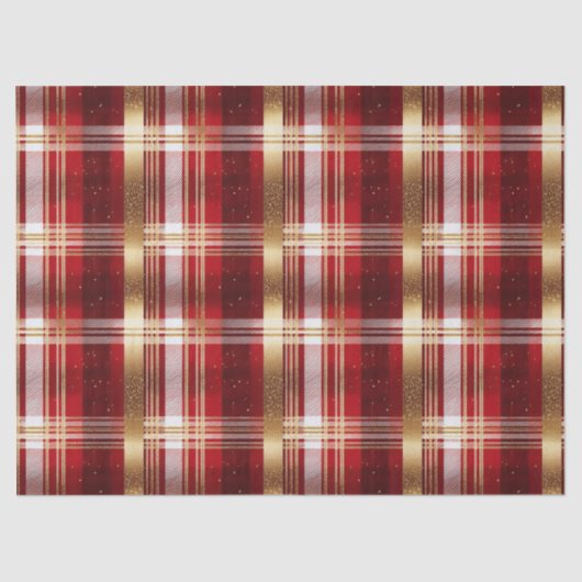 Red Gold Christmas Tartan Pattern#7 ID1009 Tissuepapier (Voorkant)