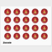 Red Gold Christmas Tree Faux Wax Envelope Seal  Ronde Sticker (Vel)