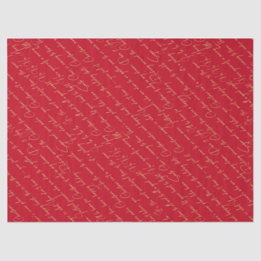 Red Gold Christmas Typography Pattern#36 ID1009 Tissuepapier (Voorkant)