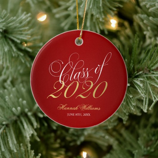 Red Gold Class of 2020 Graduation Keramisch Ornament (Boom)
