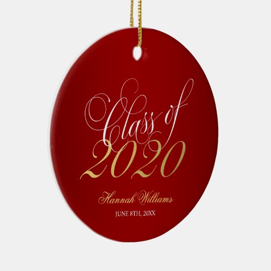 Red Gold Class of 2020 Graduation Keramisch Ornament (Rechts)