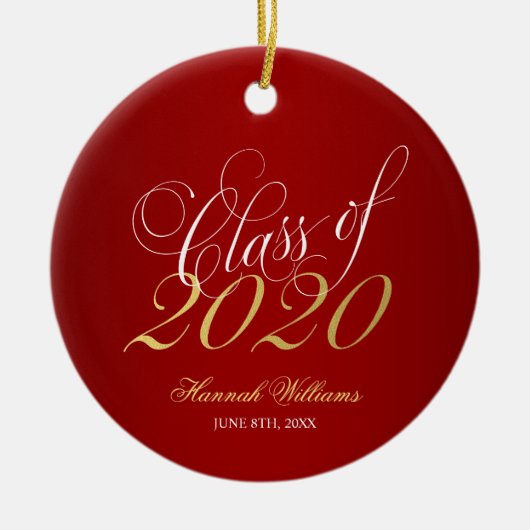 Red Gold Class of 2020 Graduation Keramisch Ornament (Voorkant)