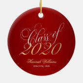 Red Gold Class of 2020 Graduation Keramisch Ornament (Achterkant)