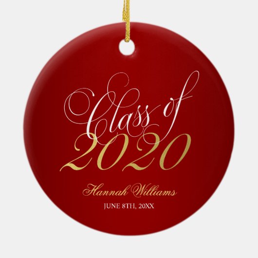 Red Gold Class of 2020 Graduation Keramisch Ornament (Achterkant)