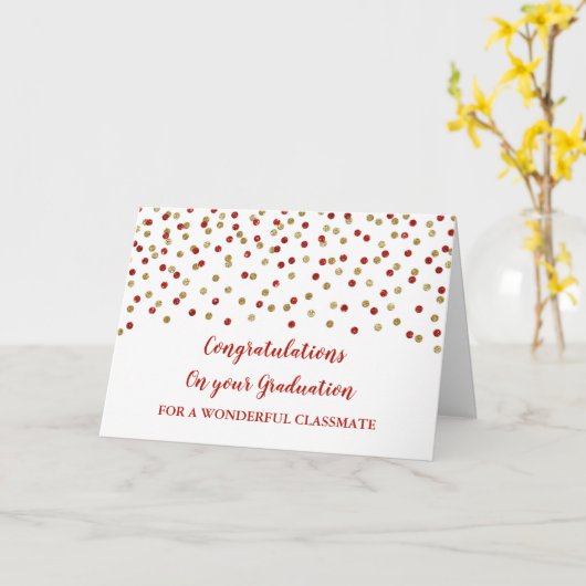 Red Gold Classmate Gefeliciteerd Afstuderen Kaart (Gele Bloem)