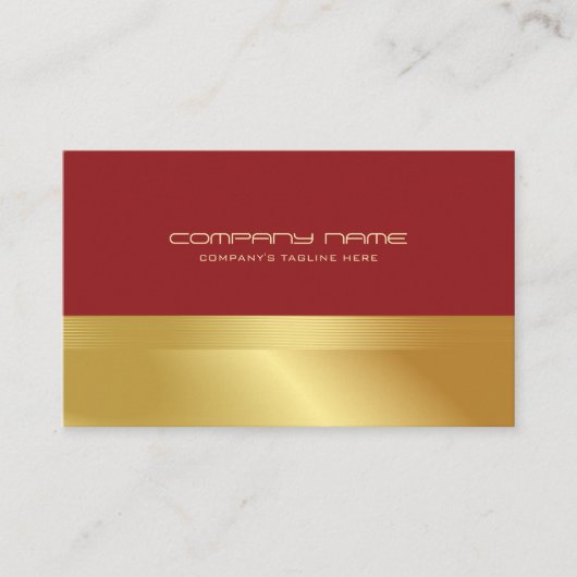 Red Gold Classy Theme Elegante Luxe Tekst Aangepas Visitekaartje (Voorkant)
