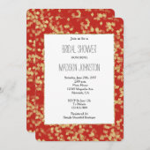 Red Gold Confetti Abstract Vrijgezellenfeest Kaart (Voorkant / Achterkant)