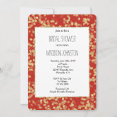 Red Gold Confetti Abstract Vrijgezellenfeest Kaart (Voorkant)