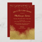 Red Gold Confetti Baby shower Kaart (Voorkant / Achterkant)