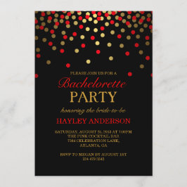 Red & Gold Confetti Bachelorette Uitnodiging
