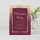 Red Gold Confetti Botanical Christmas Party Kaart (Staand voorkant)