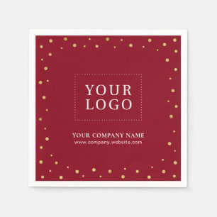 Red & Gold Confetti Business Promotie Logo Servet