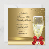 Red Gold Confetti Champagne Heels Birthday Party 2 Kaart (Achterkant)