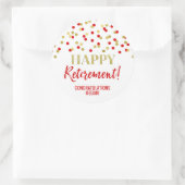 Red Gold Confetti Happy Retirement Ronde Sticker (Tas)