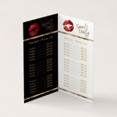 Red & Gold Confetti Lip Service en prijslijst Visitekaartje (Binnen)