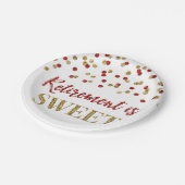 Red Gold Confetti pensioen is zoet Papieren Bordje (Gekanteld)