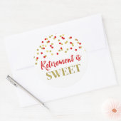 Red Gold Confetti pensioen is zoet Ronde Sticker (Envelop)