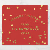 Red Gold Confetti Season's Greetings Wine Label Sparkling Wijnetiket (Enkel label)