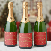 Red Gold Confetti Season's Greetings Wine Label Sparkling Wijnetiket