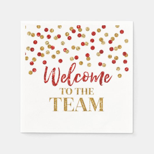 Red Gold Confetti Welkom bij Team Napkins Servet (Voorkant)