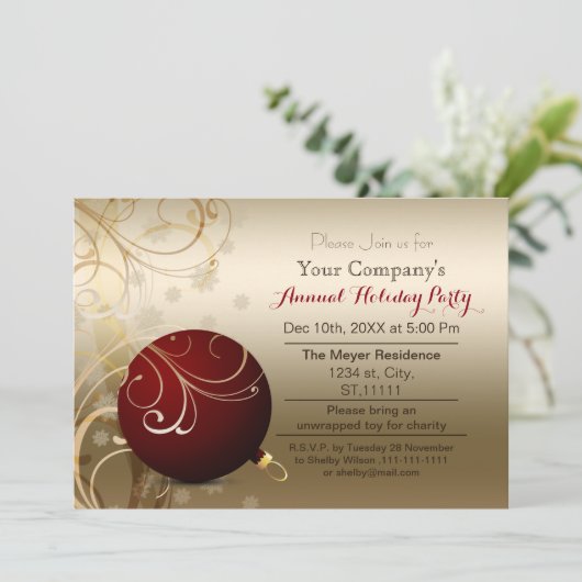 Red Gold Corporate-feestdag Kaart (Staand voorkant)