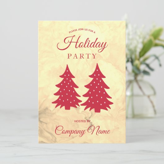 Red Gold Corporate Holiday Party - Uitnodiging (Staand voorkant)