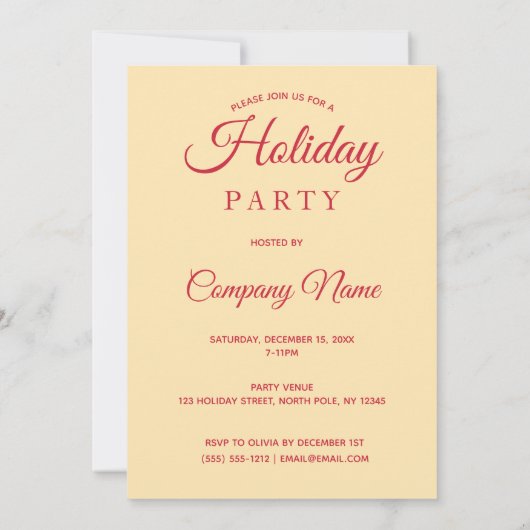 Red Gold Corporate Holiday Party - Uitnodiging (Achterkant)