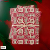 Red Gold Cream Quilt en Stripes Boerderij Chique Inpakpapier Vel