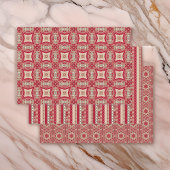 Red Gold Cream Quilt en Stripes Boerderij Chique Inpakpapier Vel